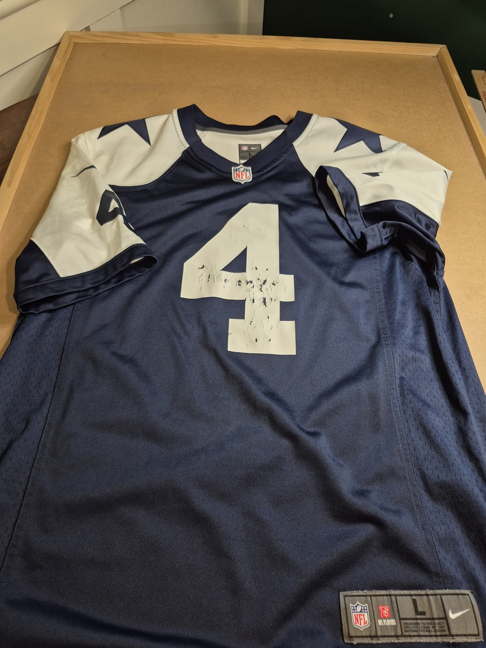 Nike NFL Dallas Cowboys #4 Prescott Navy Game Jersey 4321/5